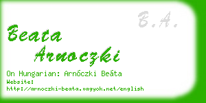 beata arnoczki business card
