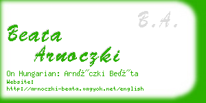 beata arnoczki business card